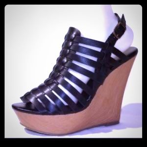 Mossimo Black Vivien Strappy Wedge Sandals